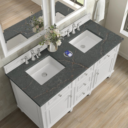 Lorelai 60" Double Vanity, Bright White w/ 3 CM Parisien Bleu Silestone Top w/FreePower Wireless Charger, view 11