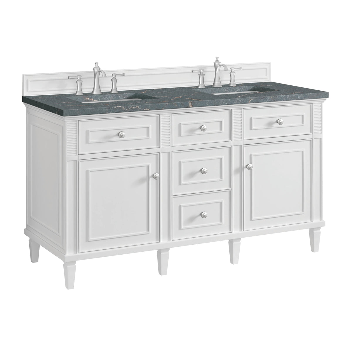 Lorelai 60" Double Vanity, Bright White w/ 3 CM Parisien Bleu Silestone Top w/FreePower Wireless Charger, view 14