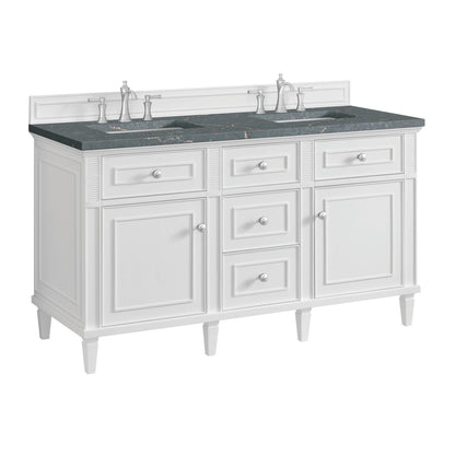 Lorelai 60" Double Vanity, Bright White w/ 3 CM Parisien Bleu Silestone Top w/FreePower Wireless Charger, view 14