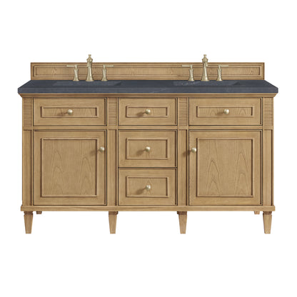 Lorelai 60" Double Vanity, Light Natural Oak w/ 3 CM Charcoal Soapstone Silestone Top