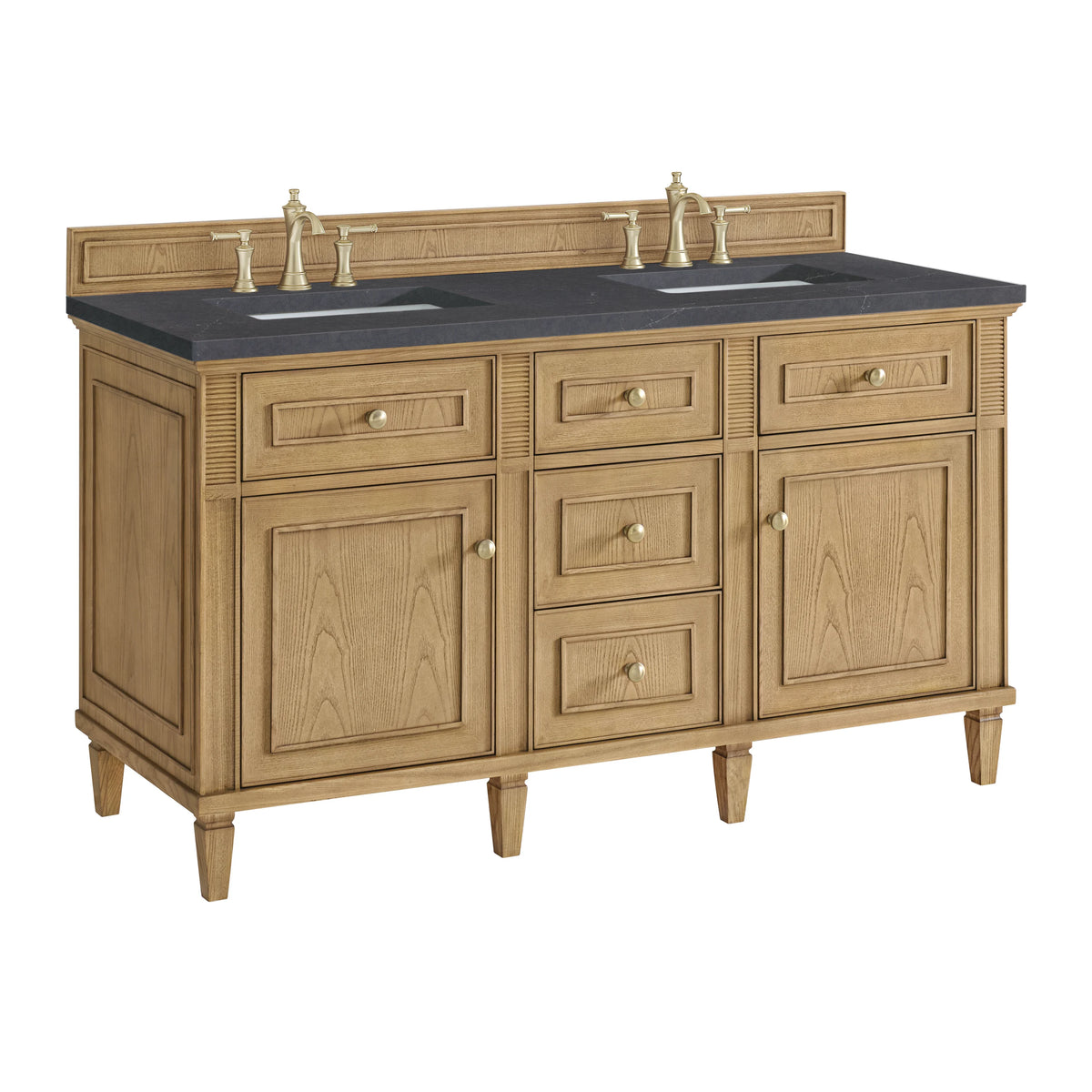 Lorelai 60" Double Vanity, Light Natural Oak w/ 3 CM Charcoal Soapstone Silestone Top, view 10
