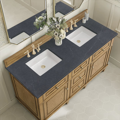 Lorelai 60" Double Vanity, Light Natural Oak w/ 3 CM Charcoal Soapstone Silestone Top, view 7