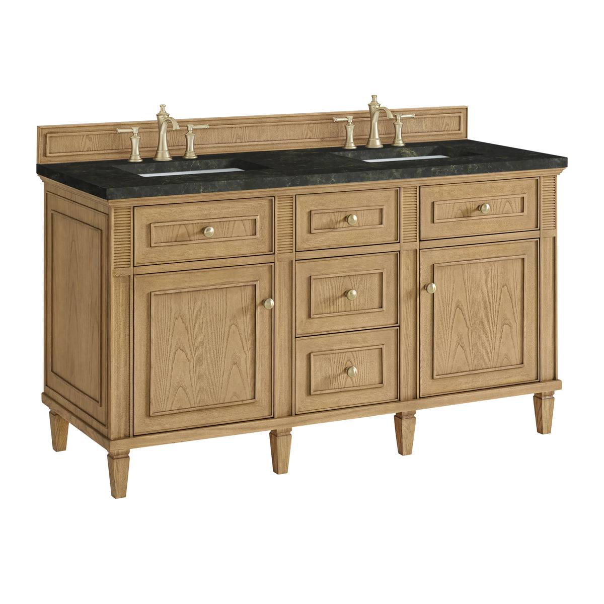 Lorelai 60" Double Vanity, Light Natural Oak, w/ 3 CM Phantome Eclos Top, view 10