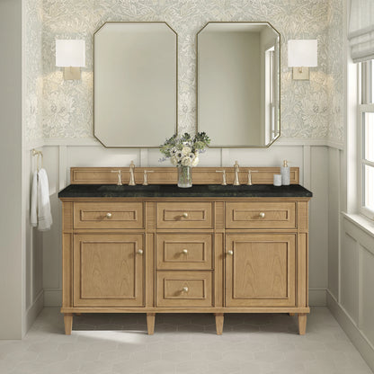 Lorelai 60" Double Vanity, Light Natural Oak, w/ 3 CM Phantome Eclos Top, view 3