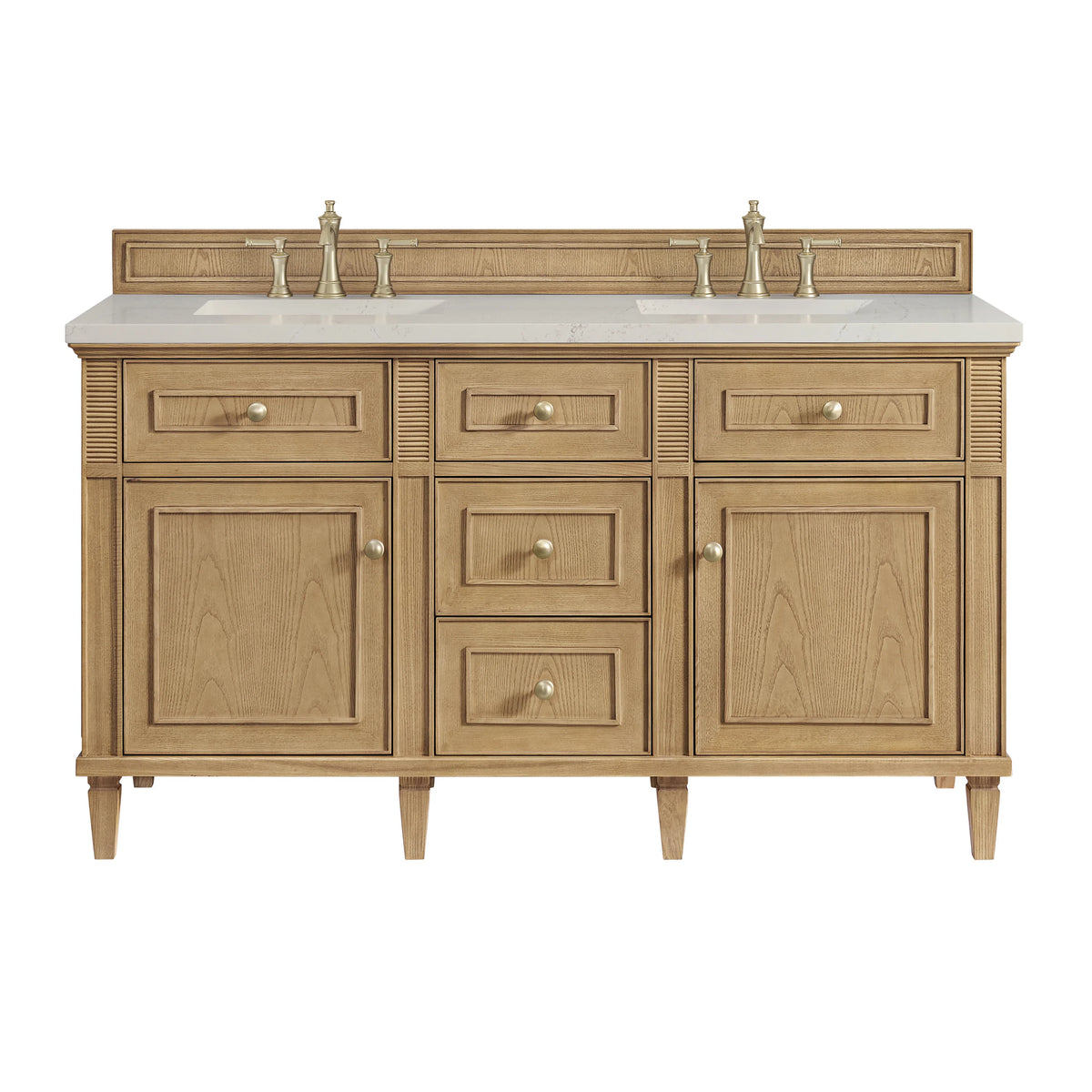 Lorelai 60" Double Vanity, Light Natural Oak, w/ 3 CM Siberian Silestone Top