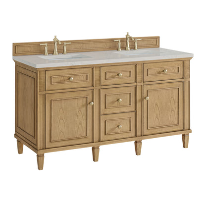 Lorelai 60" Double Vanity, Light Natural Oak, w/ 3 CM Siberian Silestone Top, view 10