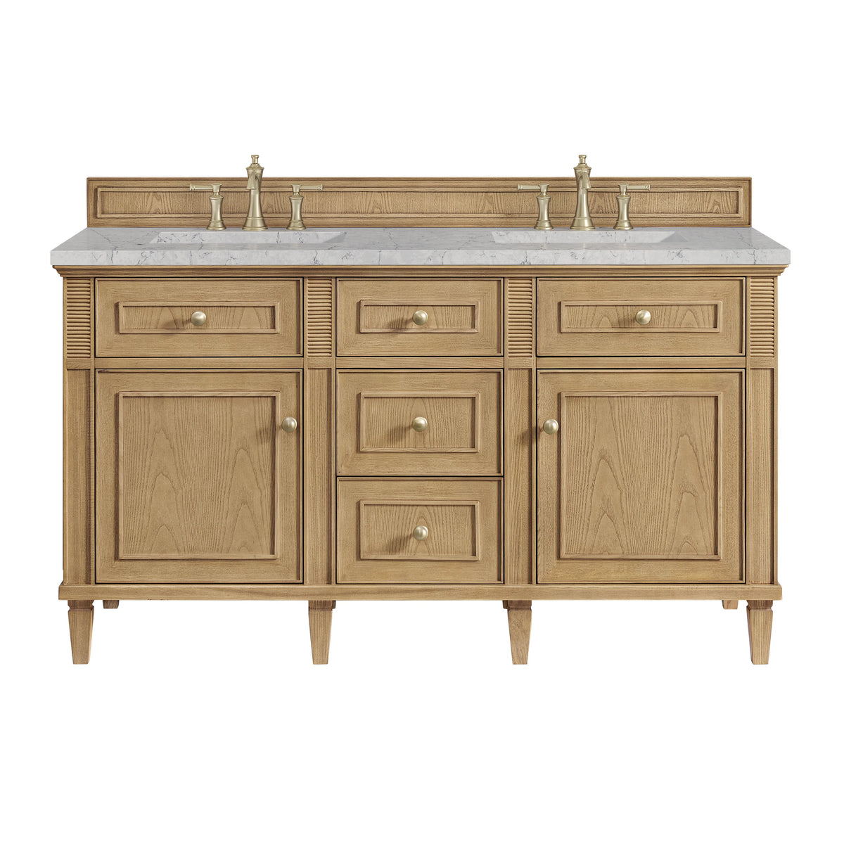 Lorelai 60" Double Vanity, Light Natural Oak w/ 3 CM Eternal Jasmine Pearl Silestone Top w/FreePower Wireless Charger