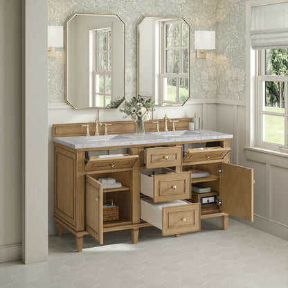 Lorelai 60" Double Vanity, Light Natural Oak w/ 3 CM Eternal Jasmine Pearl Silestone Top w/FreePower Wireless C, view 8