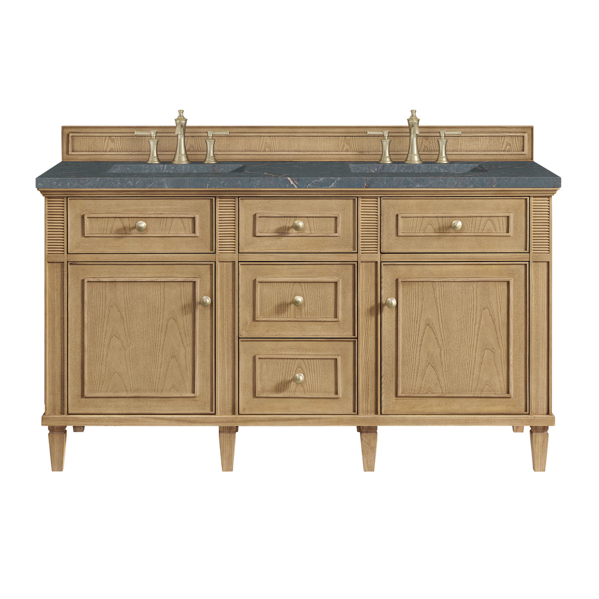 Lorelai 60" Double Vanity, Light Natural Oak w/ 3 CM Parisien Bleu Silestone Top w/FreePower Wireless Charger