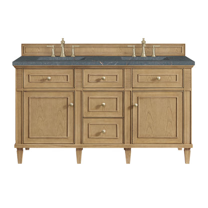Lorelai 60" Double Vanity, Light Natural Oak w/ 3 CM Parisien Bleu Silestone Top w/FreePower Wireless Charger
