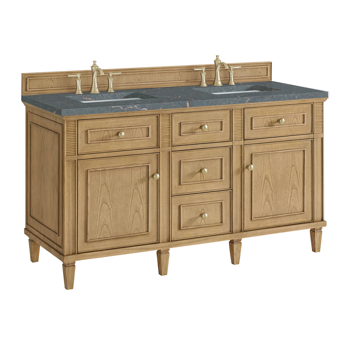 Lorelai 60" Double Vanity, Light Natural Oak w/ 3 CM Parisien Bleu Silestone Top w/FreePower Wireless Charger, view 13