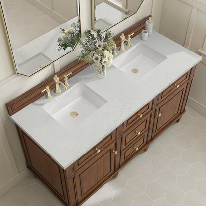 Lorelai 60" Double Vanity, Mid-Century Walnut w/ 3 CM Lime Delight Silestone Top, view 7