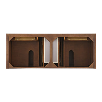 Lorelai 60" Double Vanity, Mid-Century Walnut, w/ 3 CM Tajnar Eclos Top w/FreePower Wireless Charger, view 8