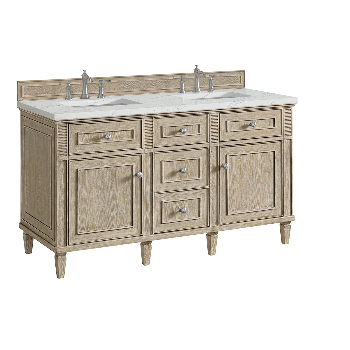 Lorelai 60" Double Vanity, Whitewashed Oak w/ 3 CM Ethereal Noctis Silestone Top w/FreePower Wireless Charger, view 13