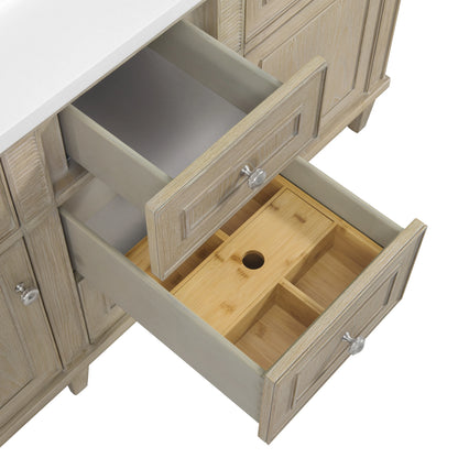 Lorelai 60" Double Vanity, Whitewashed Oak w/ 3 CM Ethereal Noctis Silestone Top w/FreePower Wireless Charger, view 16