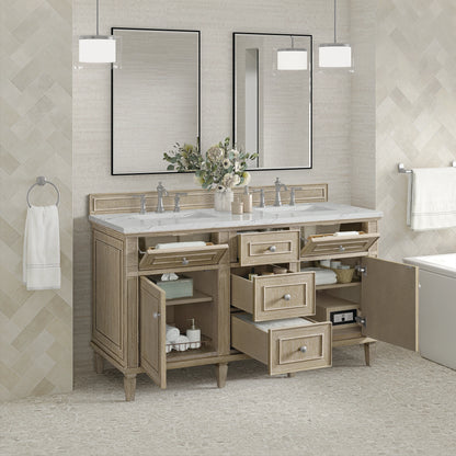 Lorelai 60" Double Vanity, Whitewashed Oak w/ 3 CM Ethereal Noctis Silestone Top w/FreePower Wireless Charger, view 8