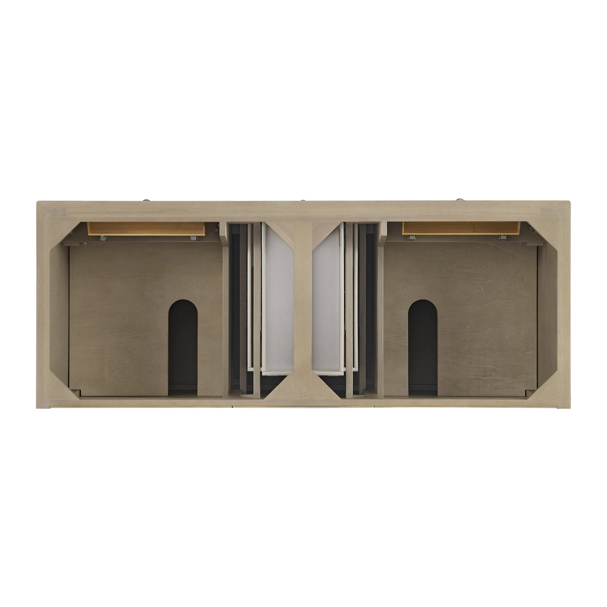 Lorelai 60" Double Vanity, Whitewashed Oak w/ 3 CM Parisien Bleu Silestone Top w/FreePower Wireless Charger, view 9