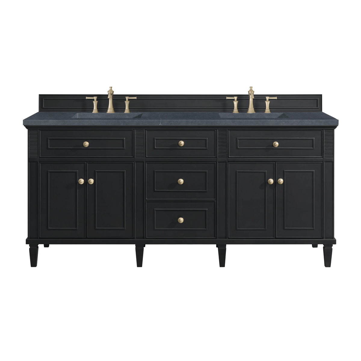 Lorelai 72" Double Vanity, Black Onyx w/ 3 CM Charcoal Soapstone Silestone Top
