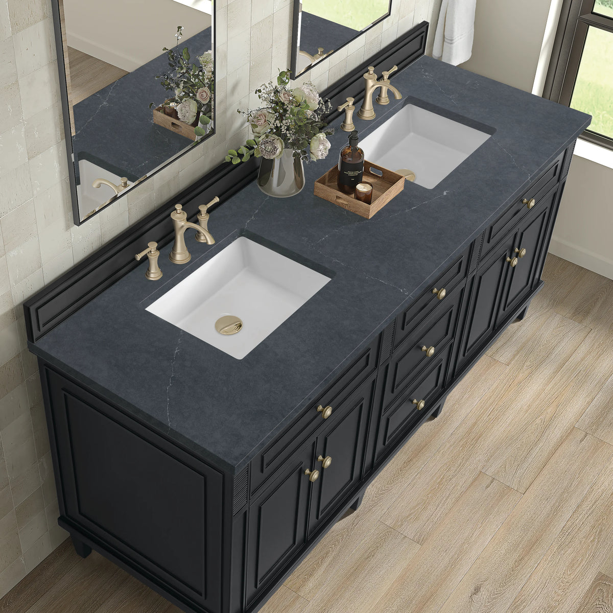 Lorelai 72" Double Vanity, Black Onyx w/ 3 CM Charcoal Soapstone Silestone Top, view 7