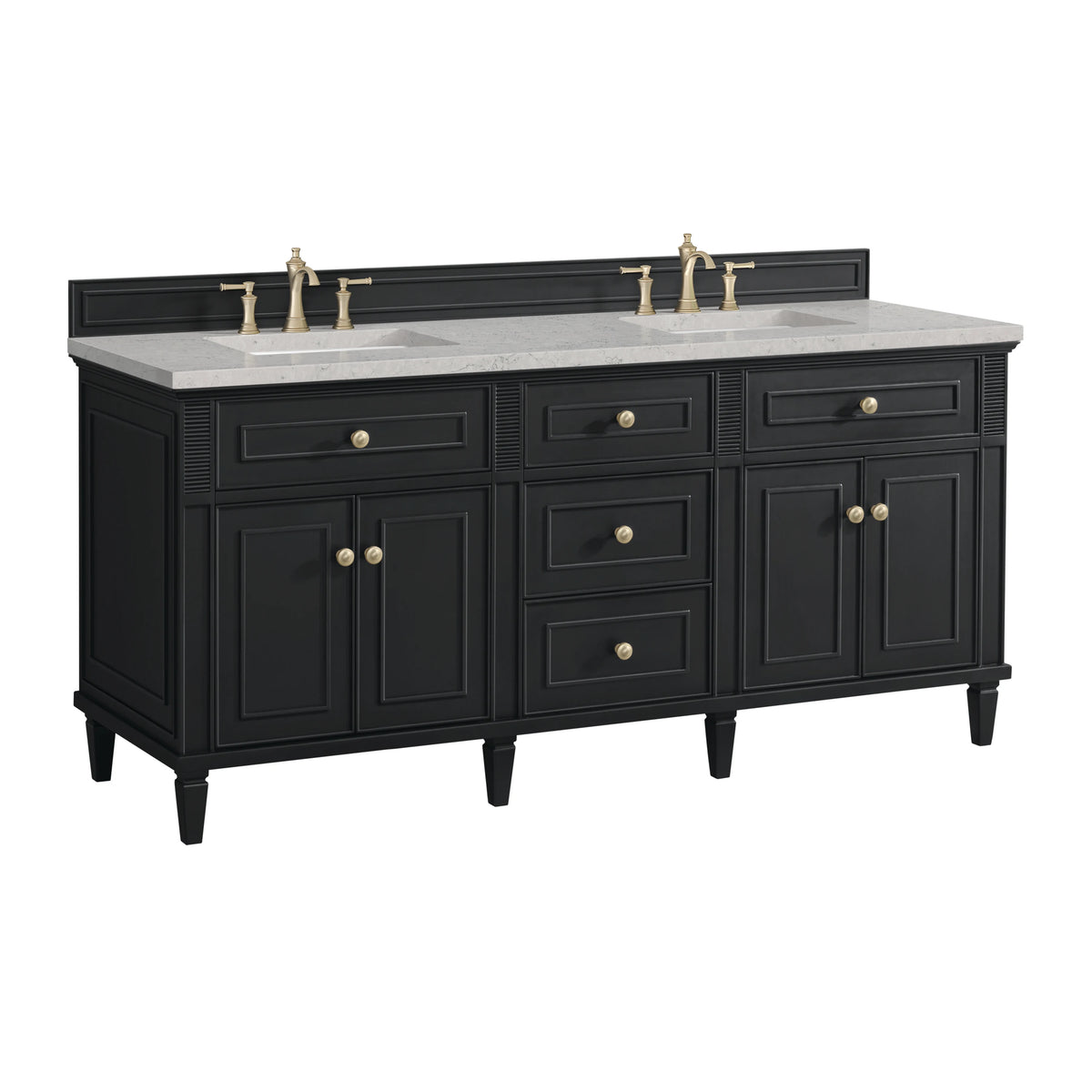 Lorelai 72" Double Vanity, Black Onyx w/ 3 CM Eternal Jasmine Pearl Silestone Top, view 10