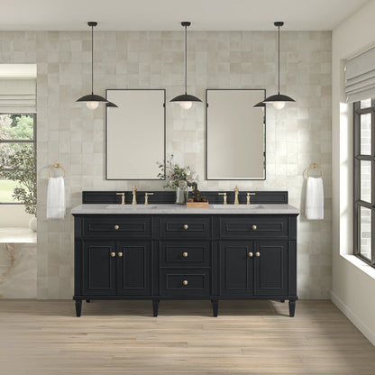 Lorelai 72" Double Vanity, Black Onyx w/ 3 CM Eternal Jasmine Pearl Silestone Top, view 3