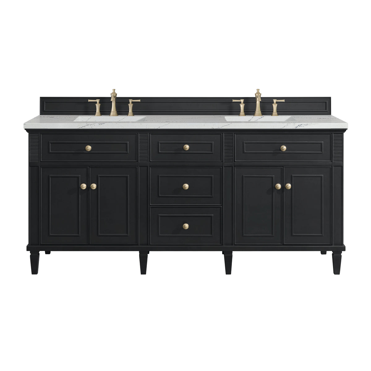 Lorelai 72" Double Vanity, Black Onyx w/ 3 CM Ethereal Noctis Silestone Top