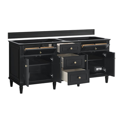Lorelai 72" Double Vanity, Black Onyx w/ 3 CM Ethereal Noctis Silestone Top, view 8