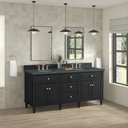 Lorelai 72" Double Vanity, Black Onyx w/ 3 CM Parisien Bleu Silestone Top, view 4