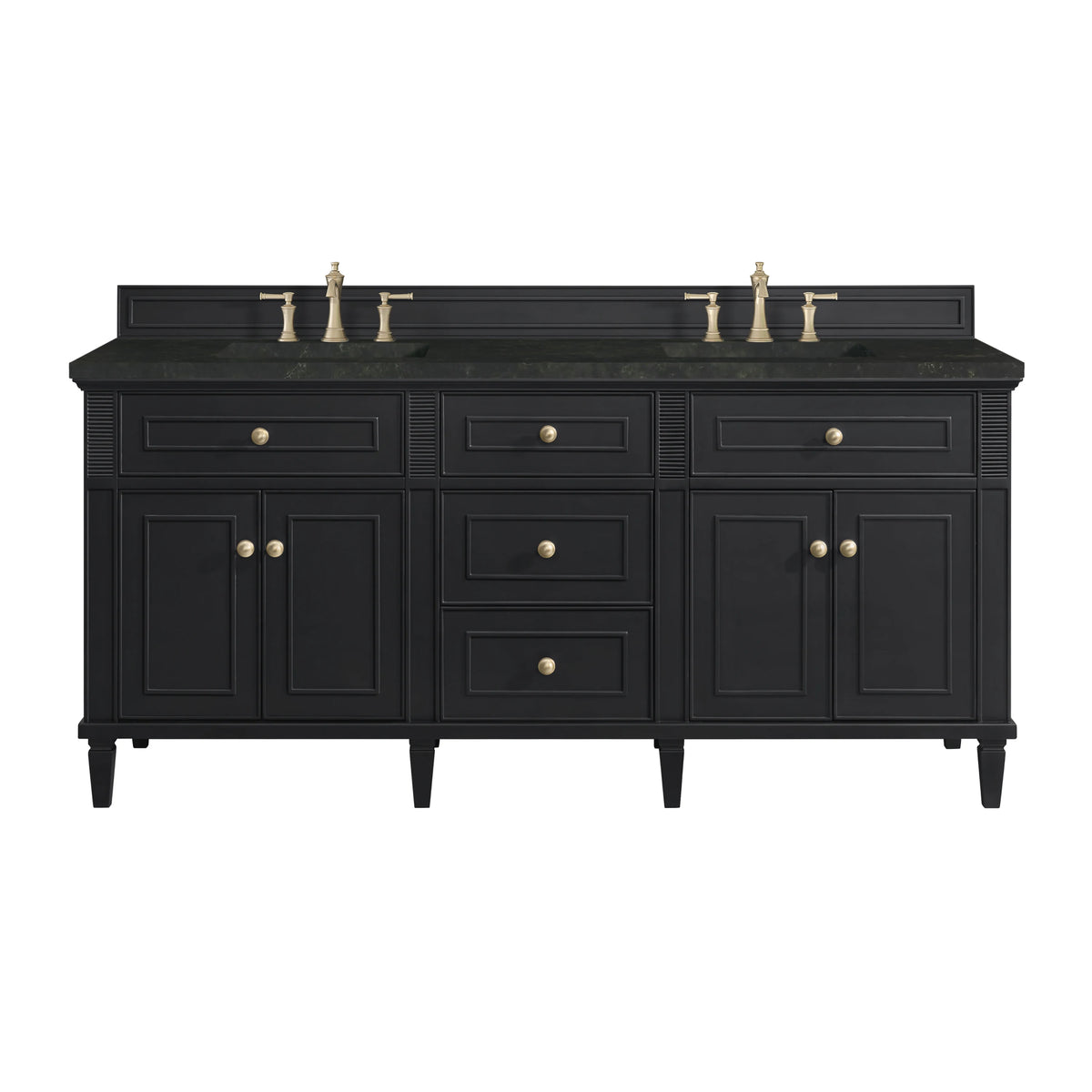 Lorelai 72" Double Vanity, Black Onyx, w/ 3 CM Phantome Eclos Top