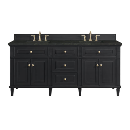 Lorelai 72" Double Vanity, Black Onyx, w/ 3 CM Phantome Eclos Top