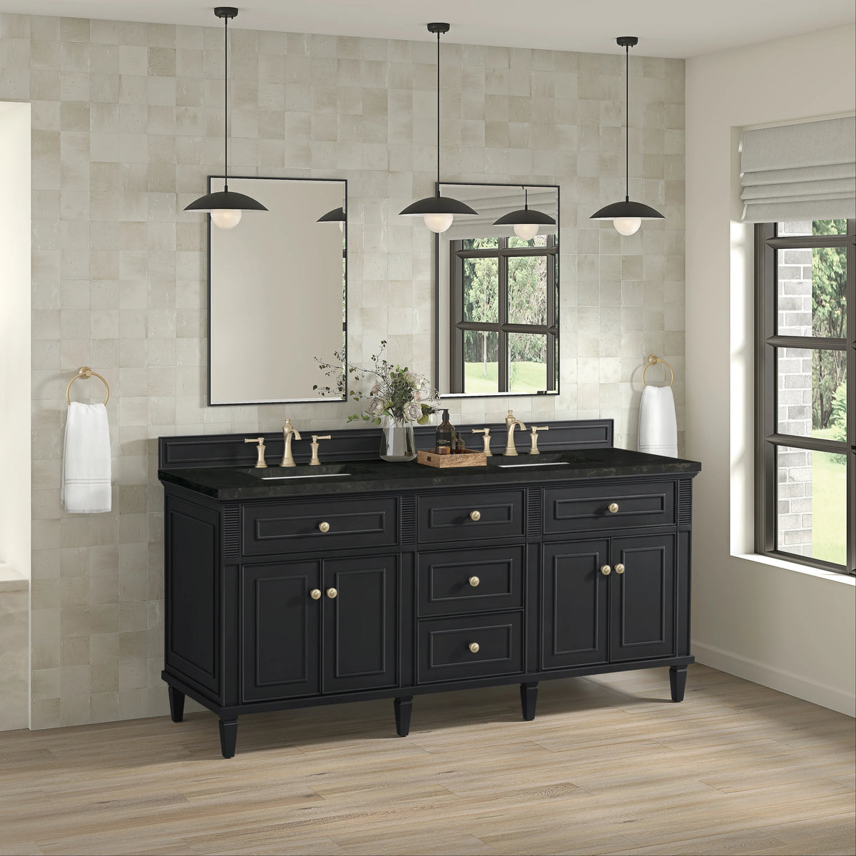 Lorelai 72" Double Vanity, Black Onyx, w/ 3 CM Phantome Eclos Top, view 4