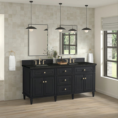 Lorelai 72" Double Vanity, Black Onyx, w/ 3 CM Phantome Eclos Top, view 4