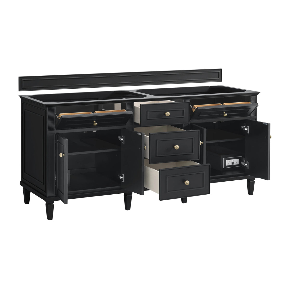 Lorelai 72" Double Vanity, Black Onyx, w/ 3 CM Siberian Silestone Top, view 8