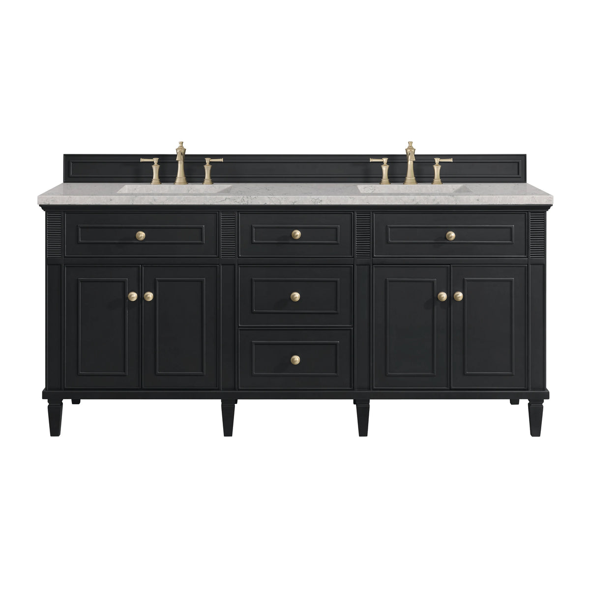 Lorelai 72" Double Vanity, Black Onyx w/ 3 CM Eternal Jasmine Pearl Silestone Top w/FreePower Wireless Charger
