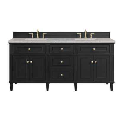 Lorelai 72" Double Vanity, Black Onyx w/ 3 CM Eternal Jasmine Pearl Silestone Top w/FreePower Wireless Charger