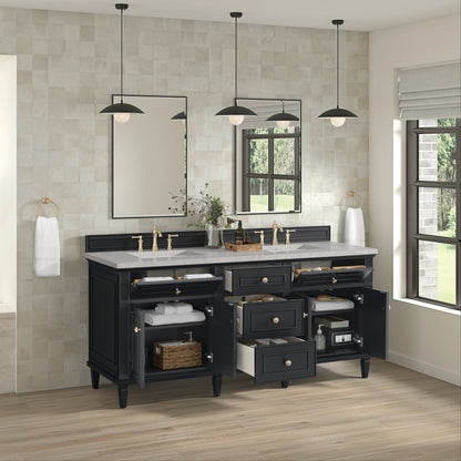 Lorelai 72" Double Vanity, Black Onyx w/ 3 CM Eternal Jasmine Pearl Silestone Top w/FreePower Wireless Charger, view 8
