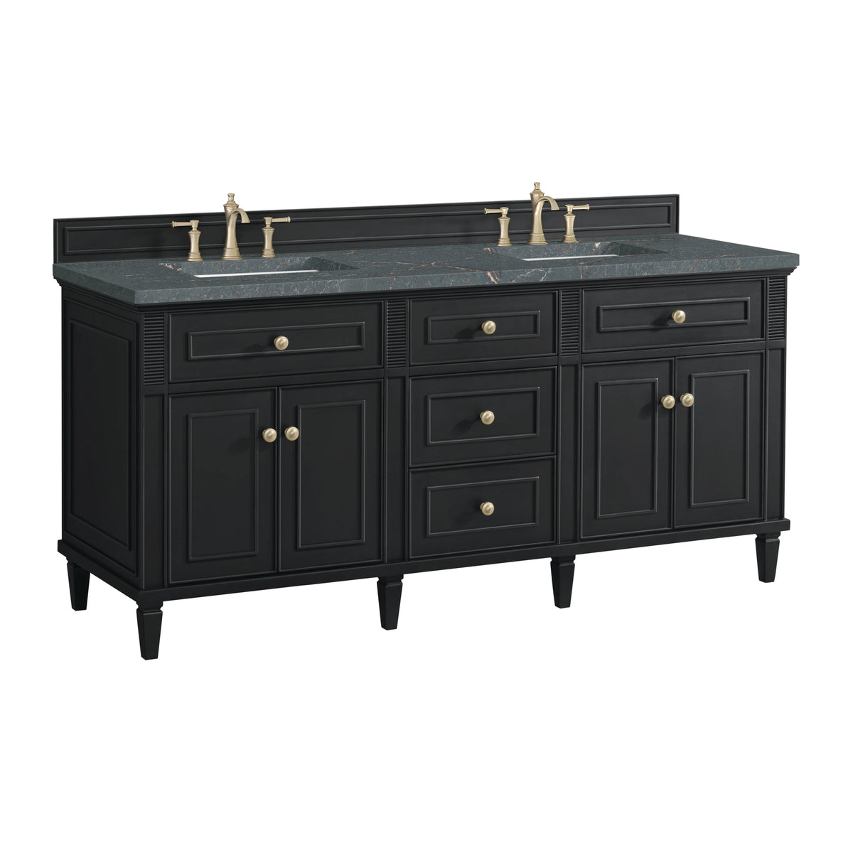 Lorelai 72" Double Vanity, Black Onyx w/ 3 CM Parisien Bleu Silestone Top w/FreePower Wireless Charger, view 13
