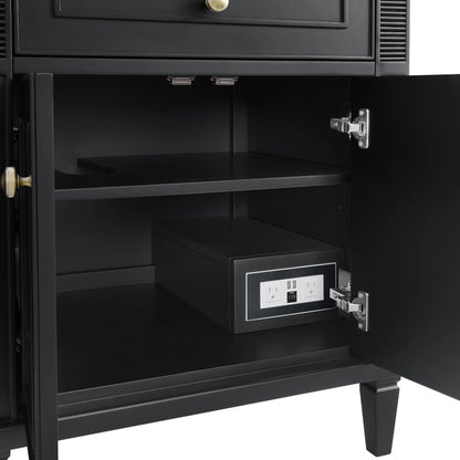 Lorelai 72" Double Vanity, Black Onyx w/ 3 CM Parisien Bleu Silestone Top w/FreePower Wireless Charger, view 14