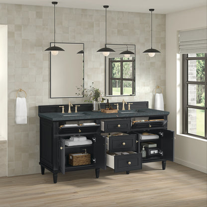 Lorelai 72" Double Vanity, Black Onyx w/ 3 CM Parisien Bleu Silestone Top w/FreePower Wireless Charger, view 8