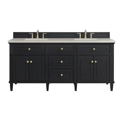 Lorelai 72" Double Vanity, Black Onyx, w/ 3 CM Siberian Silestone Top w/FreePower Wireless Charger