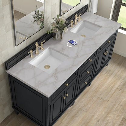 Lorelai 72" Double Vanity, Black Onyx w/ 3 CM Victorian Silver Silestone Top w/FreePower Wireless Charger, view 10