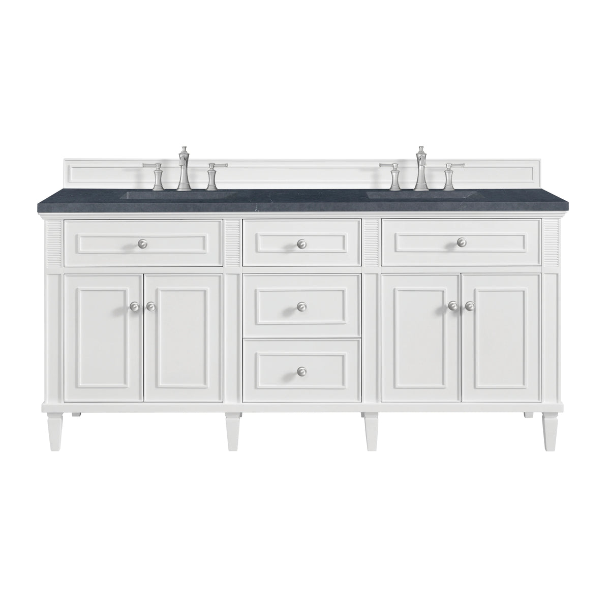Lorelai 72" Double Vanity, Bright White w/ 3 CM Charcoal Soapstone Silestone Top