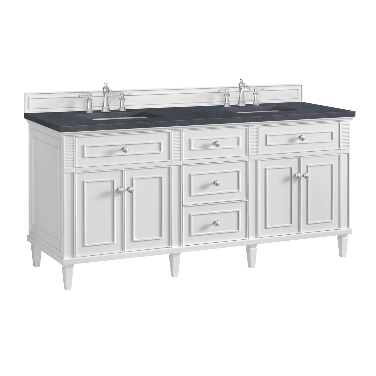 Lorelai 72" Double Vanity, Bright White w/ 3 CM Charcoal Soapstone Silestone Top, view 10