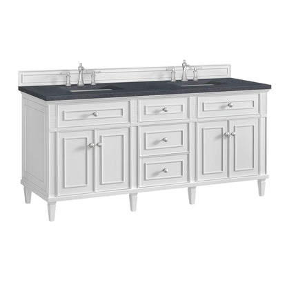 Lorelai 72" Double Vanity, Bright White w/ 3 CM Charcoal Soapstone Silestone Top, view 10