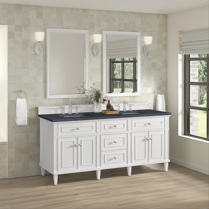 Lorelai 72" Double Vanity, Bright White w/ 3 CM Charcoal Soapstone Silestone Top, view 4