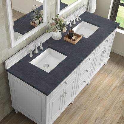 Lorelai 72" Double Vanity, Bright White w/ 3 CM Charcoal Soapstone Silestone Top, view 7