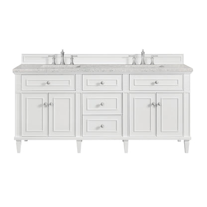 Lorelai 72" Double Vanity, Bright White w/ 3 CM Eternal Jasmine Pearl Silestone Top