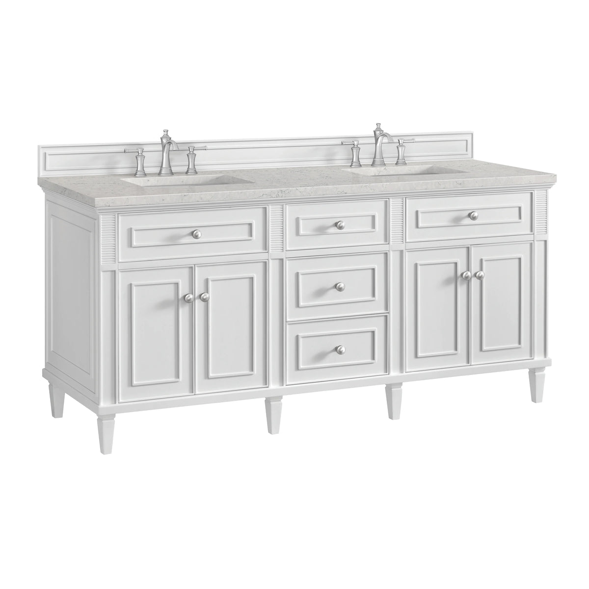 Lorelai 72" Double Vanity, Bright White w/ 3 CM Eternal Jasmine Pearl Silestone Top, view 10
