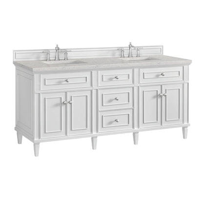 Lorelai 72" Double Vanity, Bright White w/ 3 CM Eternal Jasmine Pearl Silestone Top, view 10