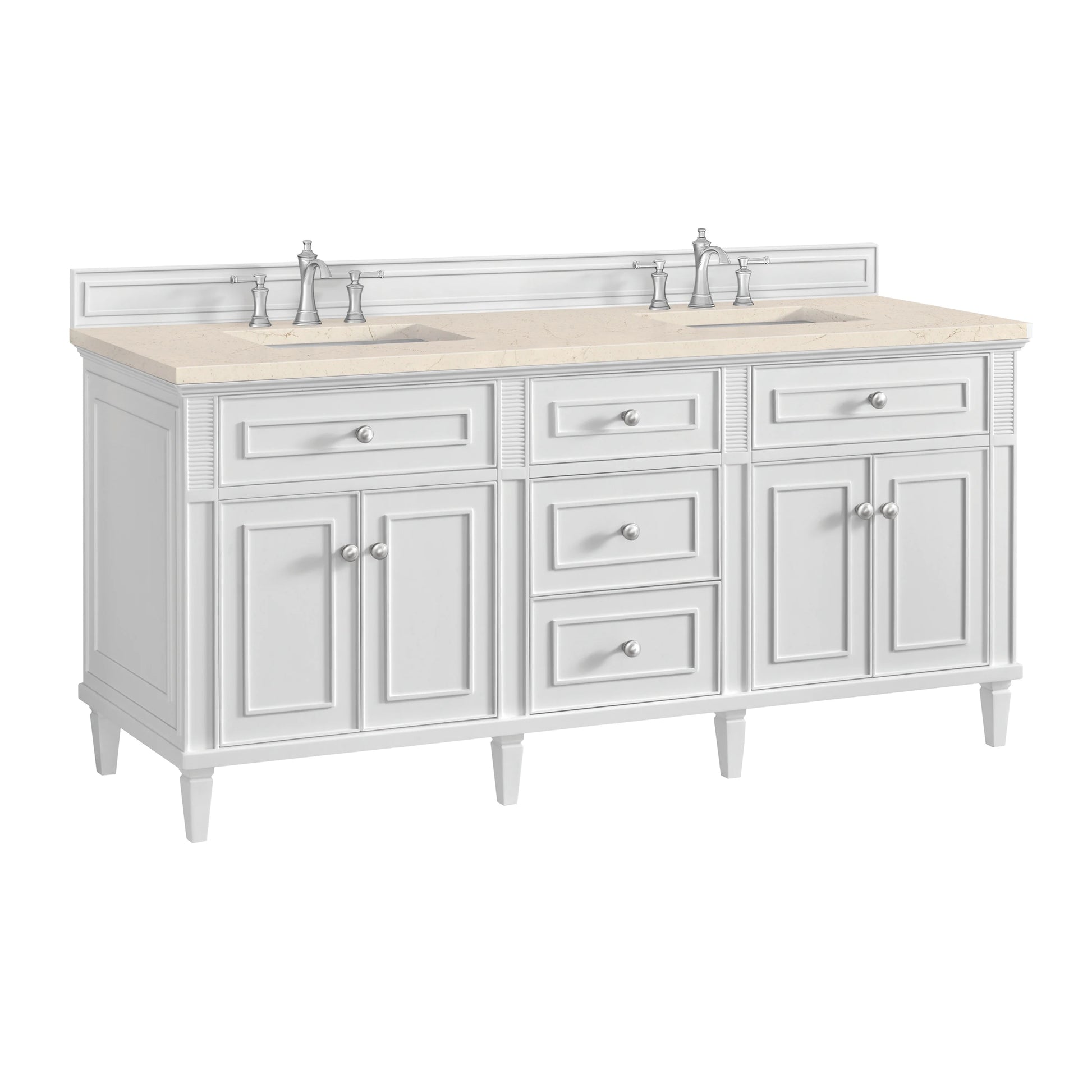 Renovate for Less Atlanta Lorelai 72" Double Vanity, Bright White w/ 3 CM Eternal Marfil Silestone Top, view 10